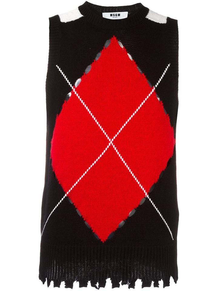 Msgm Knitted Vest, Men's, Size: Medium, Black, Polyamide/wool
