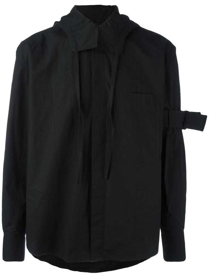 Craig Green Arm Strap Hooded Shirt, Men's, Size: Small, Black, Cotton