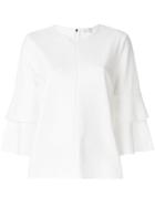 Tibi Structured Crepe Bell Sleeve Top - White