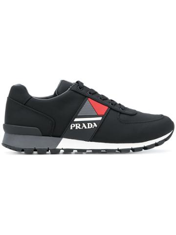 Prada Branded Low Top Sneakers - Black