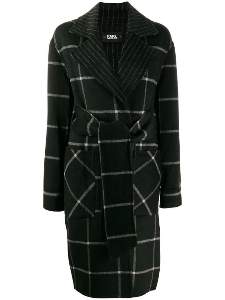 Karl Lagerfeld Check Print Coat - Black