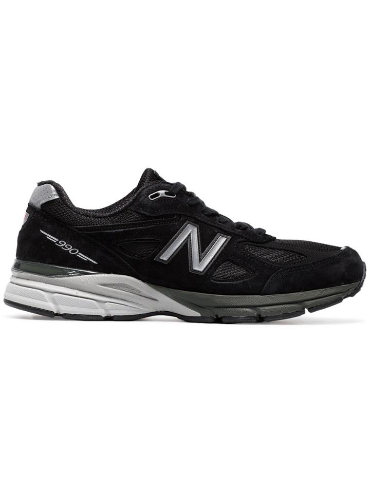 New Balance 990v4 Lace-up Leather Sneakers - Black