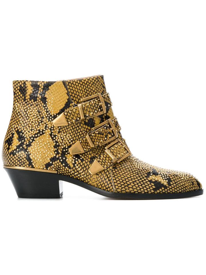 Chloé Susanna Python Print Boots - Yellow