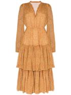 By Timo Tiered-ruffle Floral Midi Dress - Orange