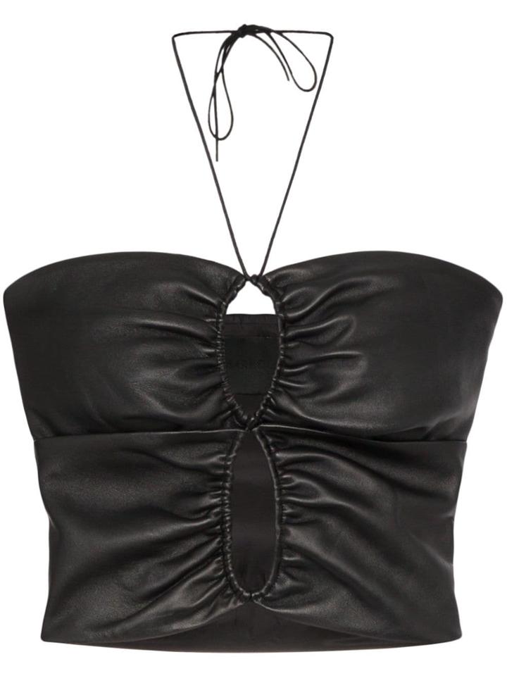 Markoo Halterneck Open-detail Top - Black