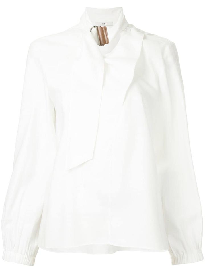 Tibi Asymmetric Tie Collar Blouse - White