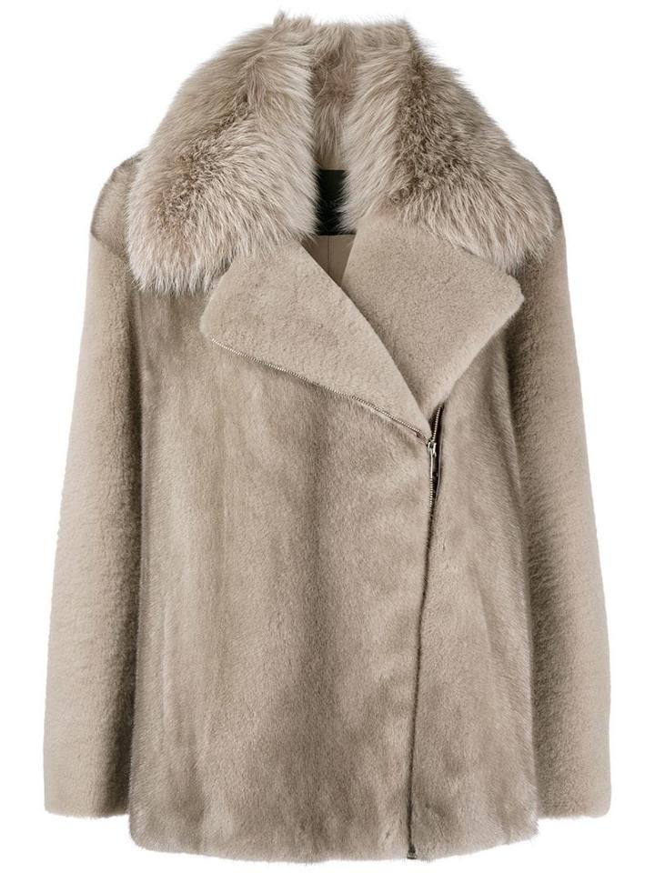 Blancha Asymmetric Fur Jacket - Neutrals
