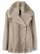 Blancha Asymmetric Fur Jacket - Neutrals