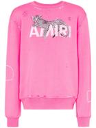 Amiri Graphic Logo Print Cotton Jumper - Pink