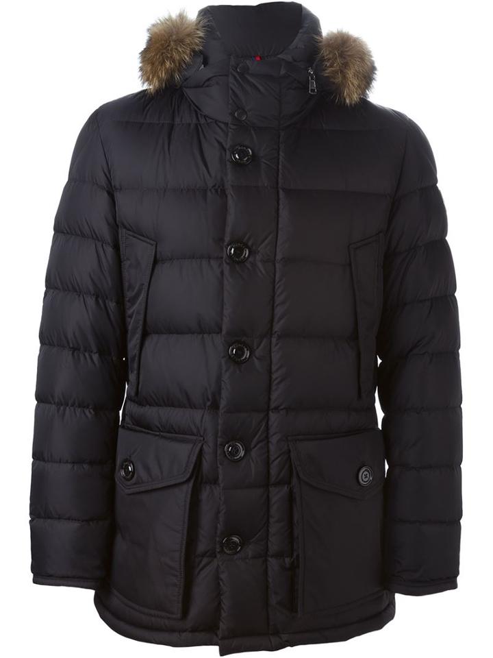 Moncler 'cluny' Padded Jacket, Men's, Size: 7, Black, Polyamide/feather Down/coyote Fur