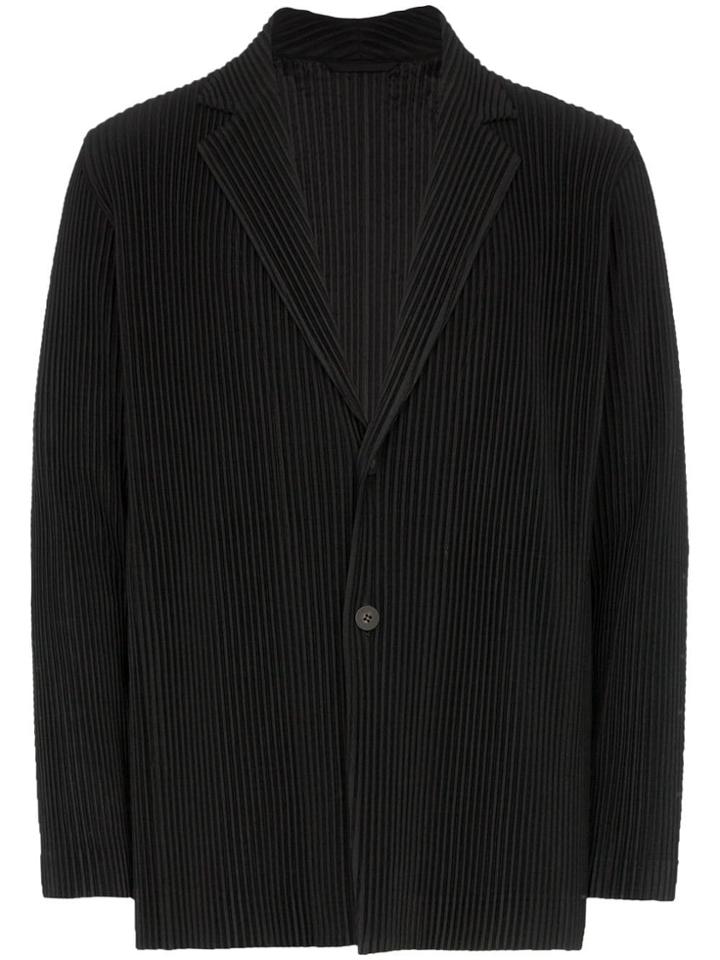 Homme Plissé Issey Miyake Single-breasted Plissé Blazer - Black