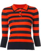 Frame Denim Striped Collar Jumper, Women's, Size: Small, Red, Cashmere/wool