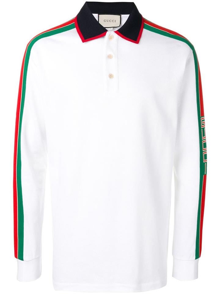 Gucci Logo Stripe Polo Shirt - White