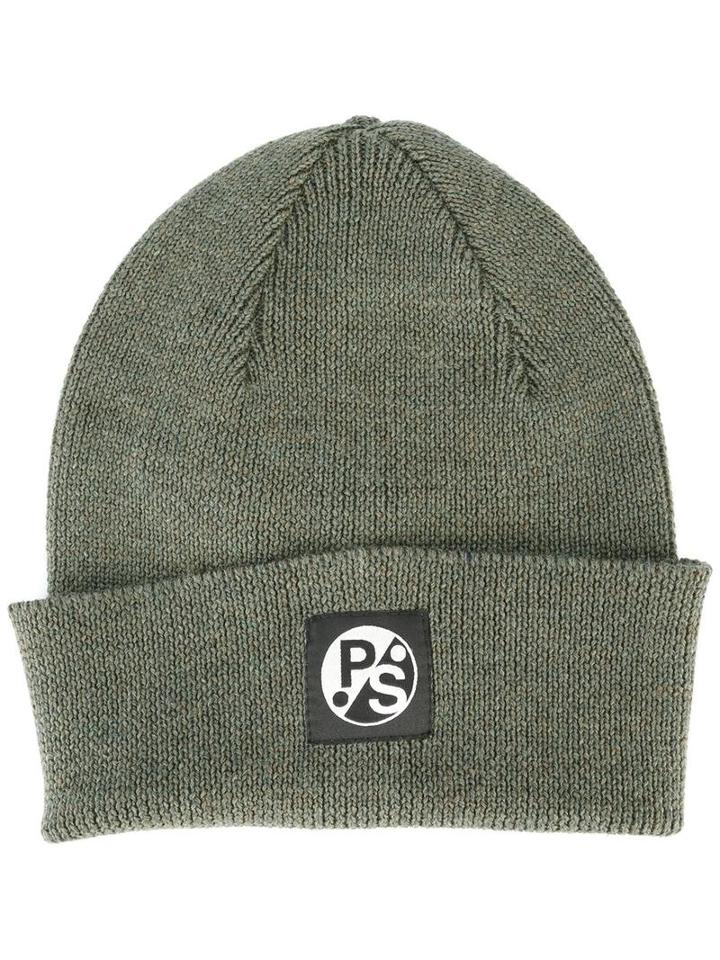 Ps By Paul Smith Logo Patch Beanie, Men's, Green, Merino