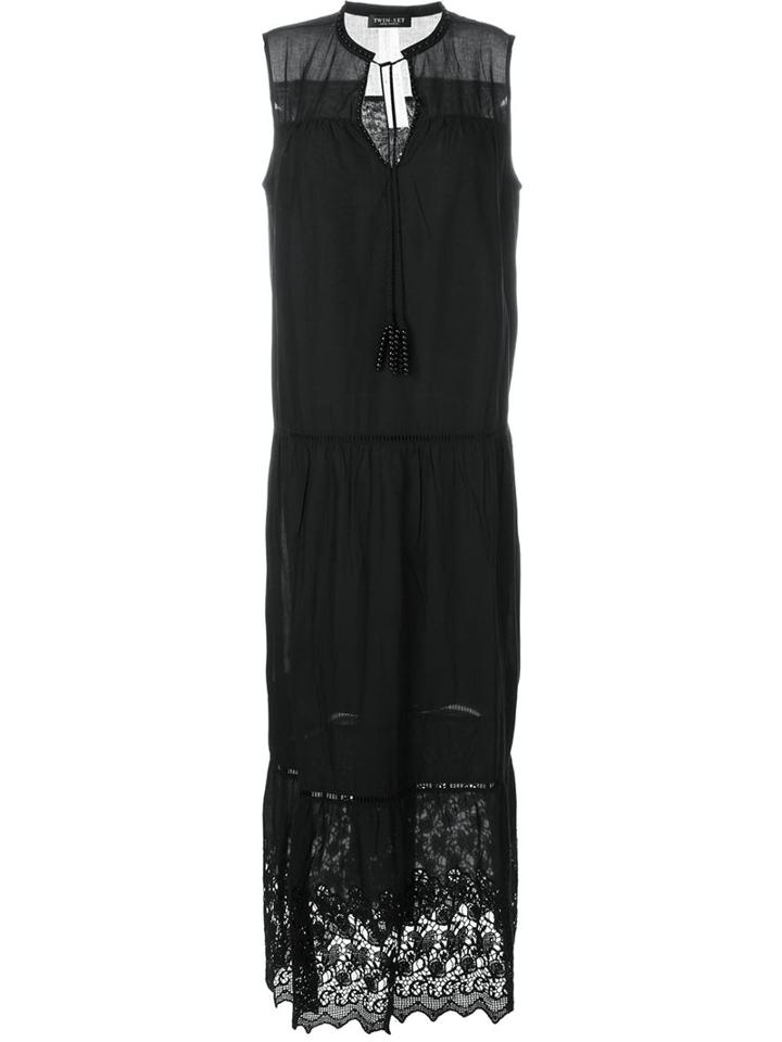 Twin-set Embroidered Hem Maxi Dress
