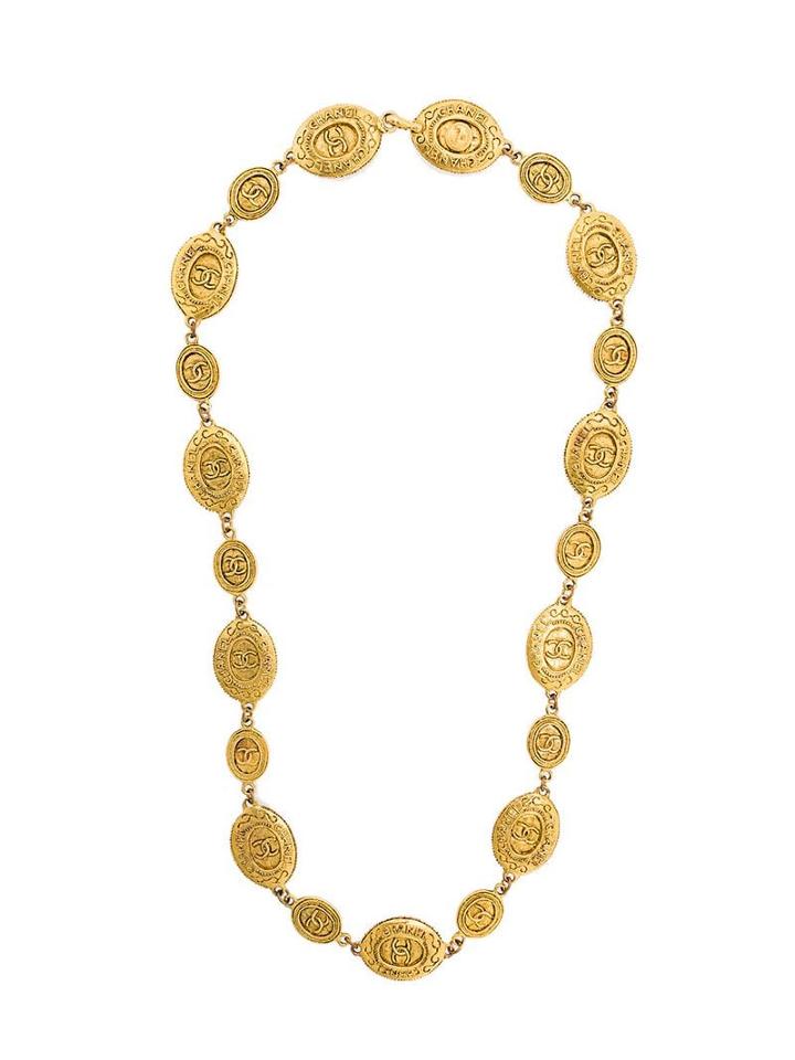 Chanel Pre-owned Embossed Medallions Necklace - Metallic