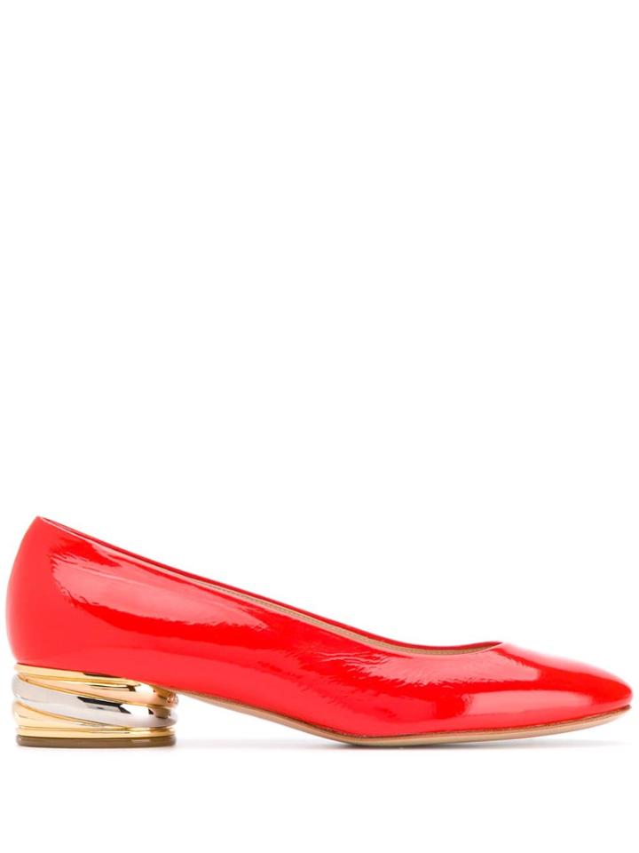 Casadei Metallic Heel Pumps - Red