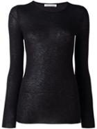 Stefano Mortari Round Neck Sweater, Women's, Size: 42, Black, Spandex/elastane/viscose/wool