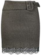 Patrizia Pepe Lace Detailing Mini Skirt - Black