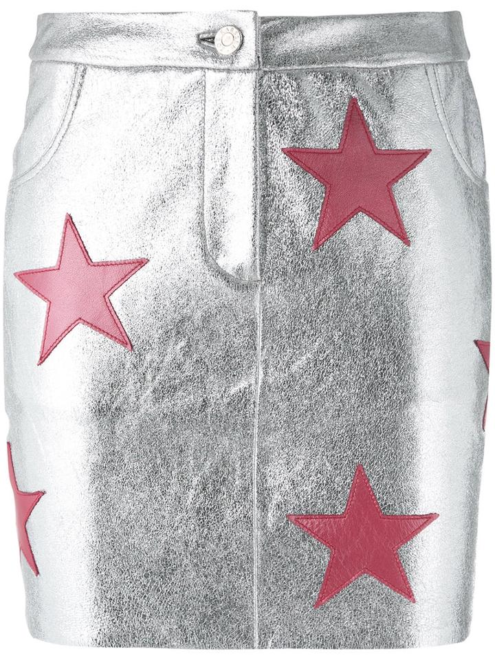 Zoe Karssen Stars Patches Metallic (grey) Skirt, Women's, Size: Small, Cotton/spandex/elastane/goat Skin