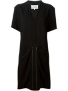 Maison Margiela Zip Detail Crepe Dress, Women's, Size: 38, Black, Polyester
