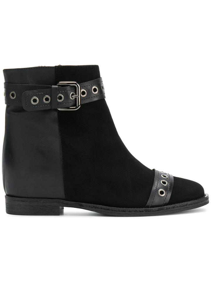 Via Roma 15 Buckle Detail Boots - Black