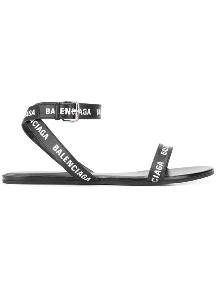 Balenciaga Round Flat Sandals - Black