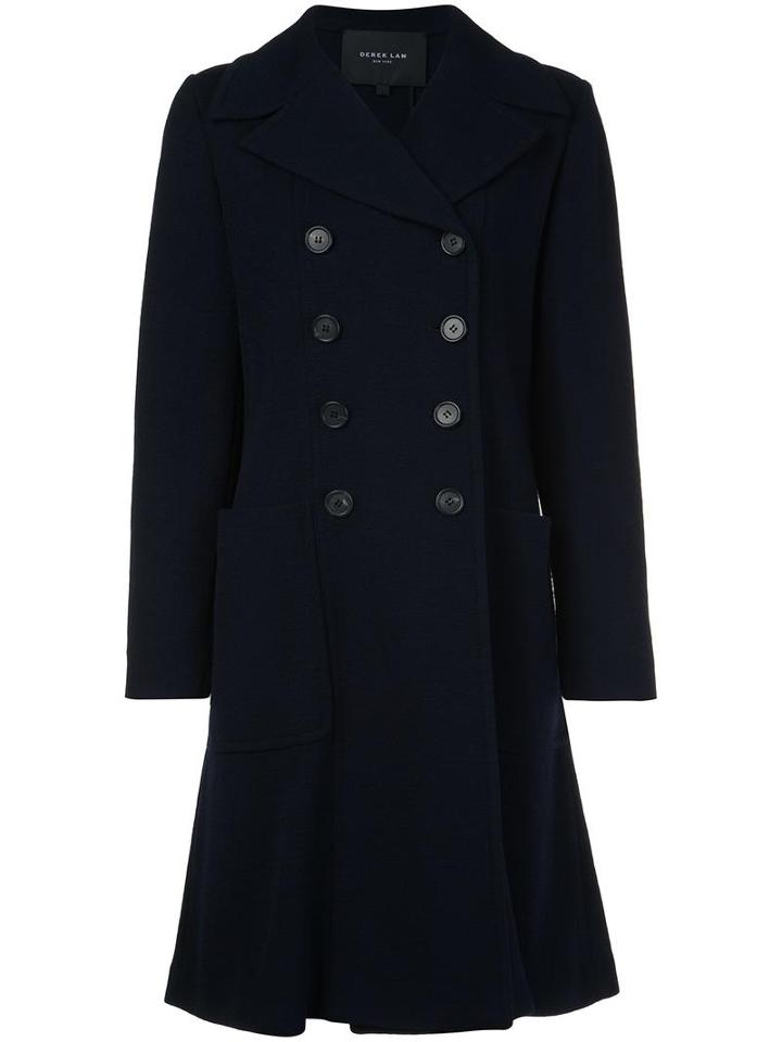 Derek Lam Double Breasted Coat, Women's, Size: 42, Blue, Virgin Wool