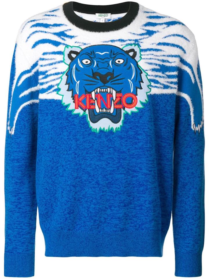 Kenzo Crew-neck Tiger Jumper - Blue