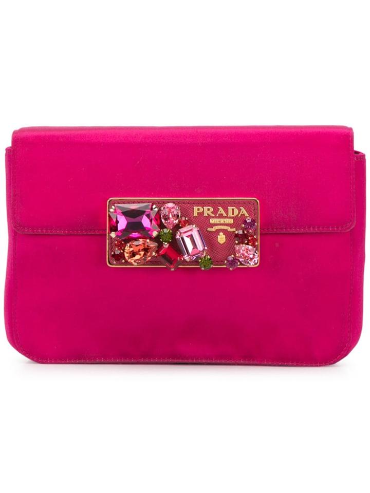 Prada Vintage 2000's Stone Embellished Clutch - Pink