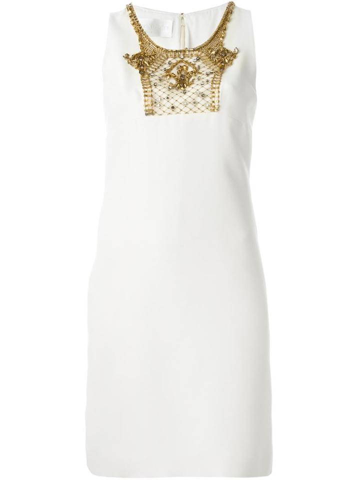 Alberta Ferretti Embellished Bib Fitted Dress