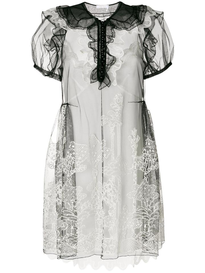 Chloé Organza Mini Dress - Black