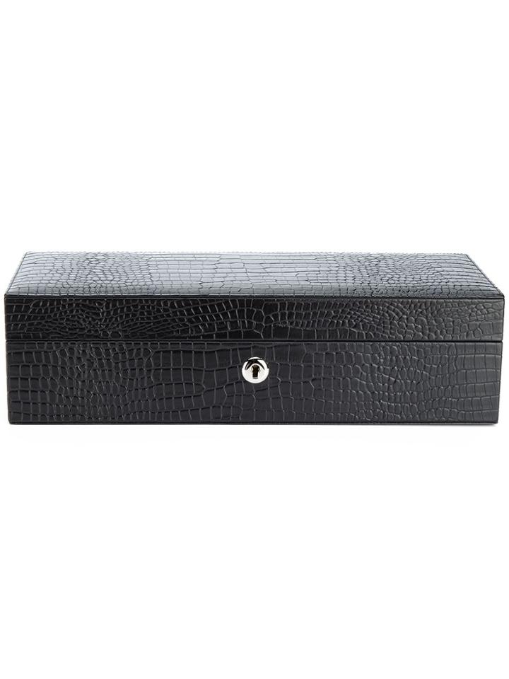 Rapport Brompton 5 Watch Box In Crocodile Effect - Black