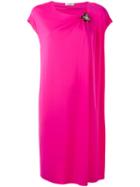 Lanvin - Draped Dress With Crystal Corsage - Women - Viscose - 40, Pink/purple, Viscose