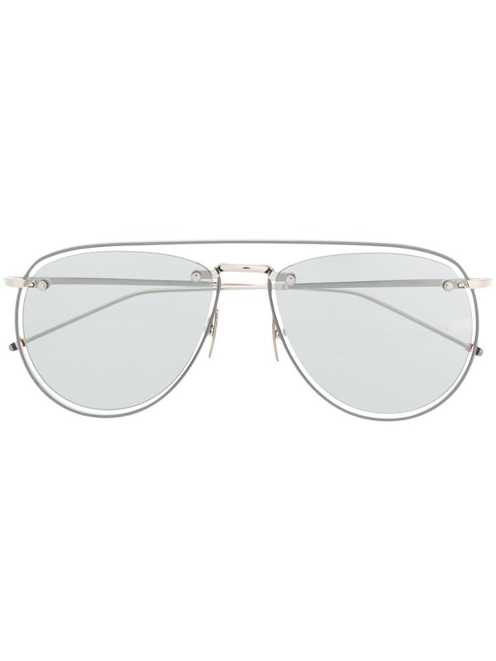 Thom Browne Eyewear Silver-tone Sunglasses