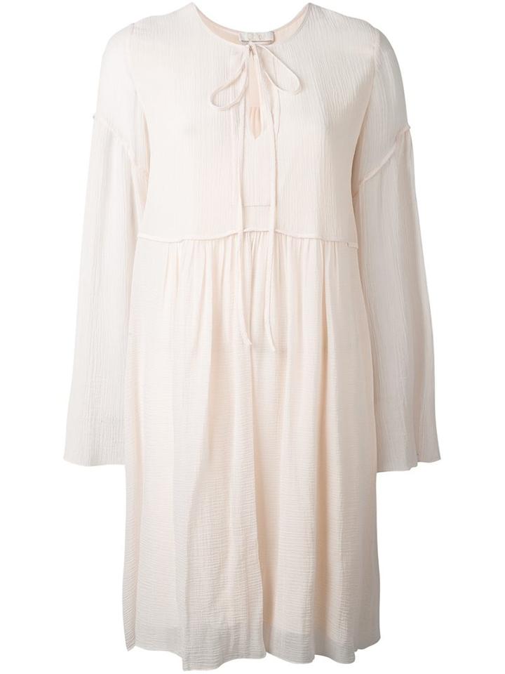 Chloé Crease Texture Dress, Women's, Size: 38, Nude/neutrals, Cotton/silk