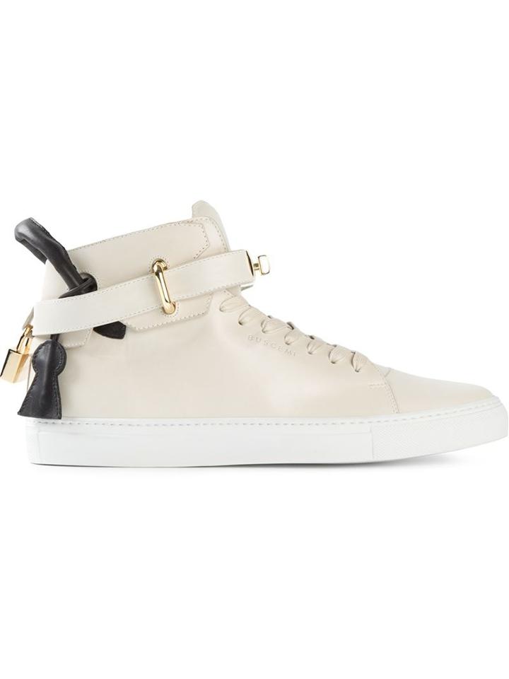 Buscemi Key And Padlock Hi-top Sneakers, Men's, Size: 11, Nude/neutrals, Calf Leather/rubber