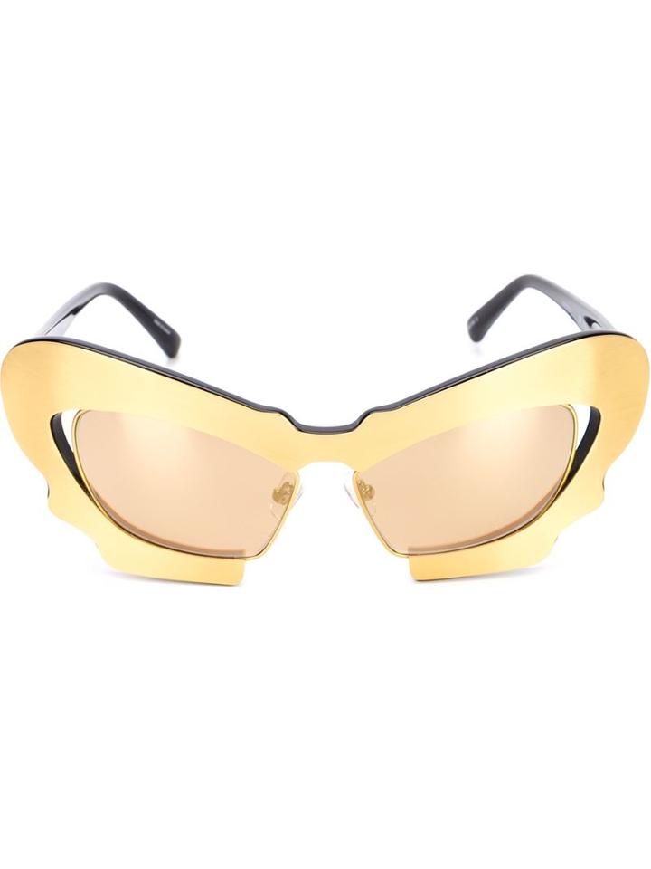 Linda Farrow Gallery - 'prabal Gurung 1' Sunglasses - Women - Acetate/metal (other) - One Size, Yellow/orange, Acetate/metal (other)