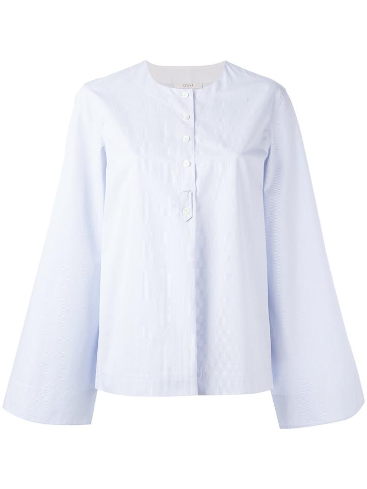 Céline Flared Sleeves Shirt, Women's, Size: 36, Blue, Cotton