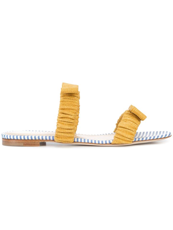 Chloe Gosselin Striped Bow Front Sandals - Brown