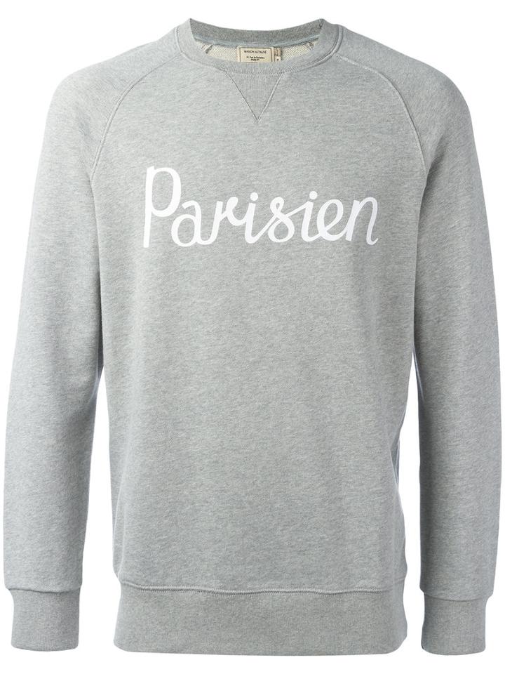 Maison Kitsuné 'parisien' Slogan Sweatshirt, Men's, Size: Xl, Grey, Cotton
