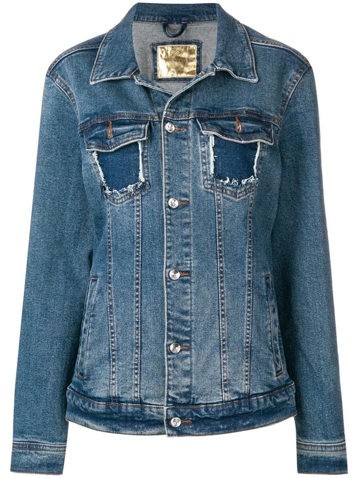 Loulou Embellished Back Denim Jacket - Blue