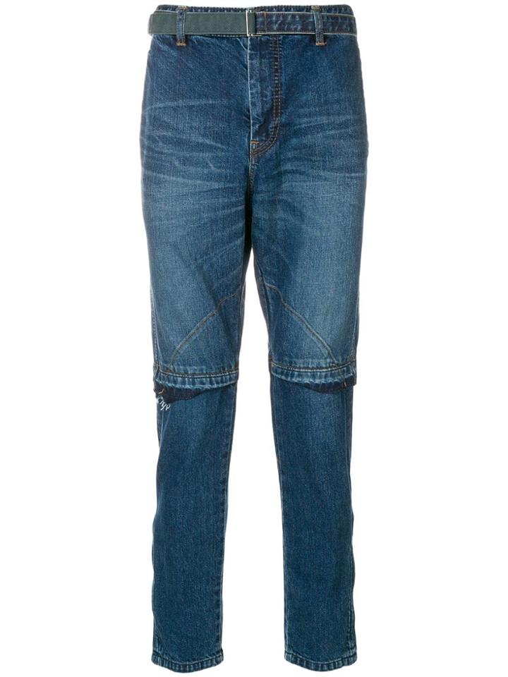 Sacai Belted Slim-fit Jeans - Blue
