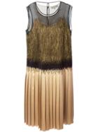 Salvatore Ferragamo Embroidered Pleated Dress