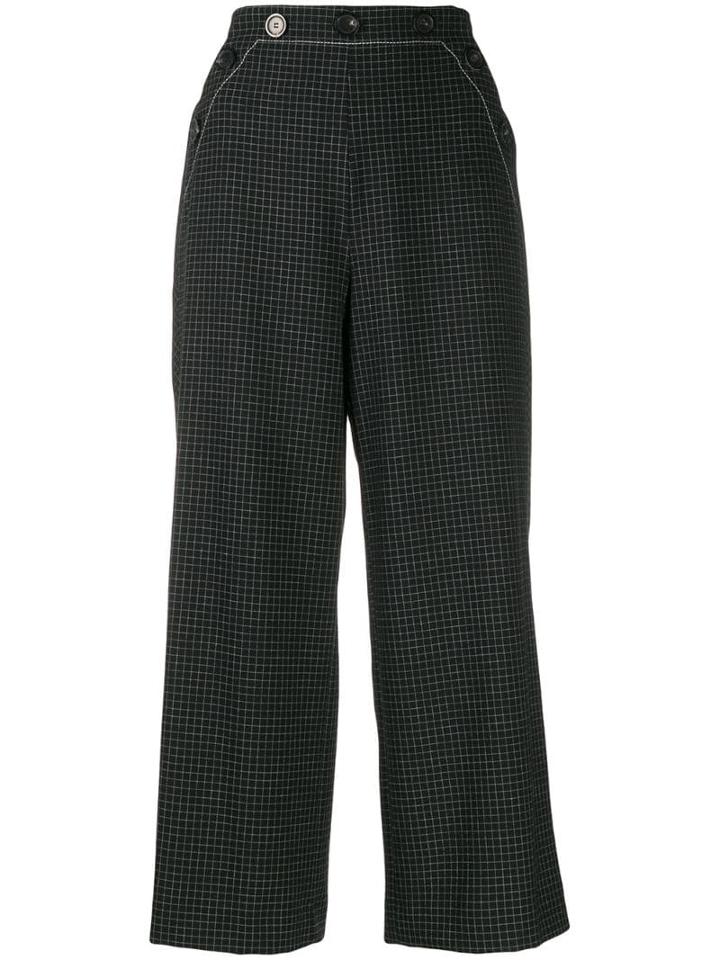 Piazza Sempione Check Cropped Trousers - Black