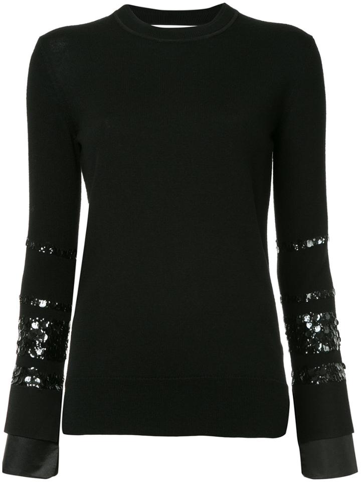 Victoria Victoria Beckham Sequin Sleeve Sweater - Black