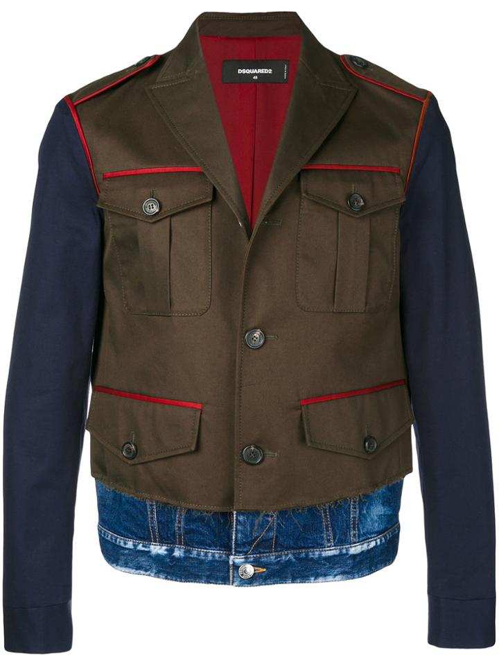 Dsquared2 Contrast Fitted Jacket - Green