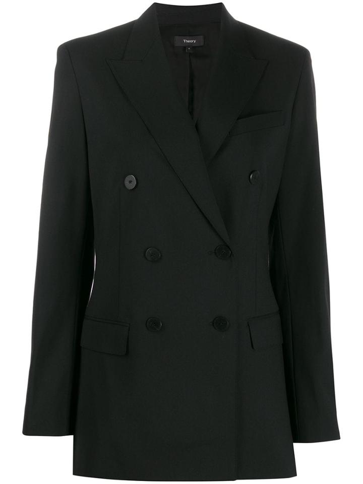 Theory Double-breasted Fitted Jacket - Black