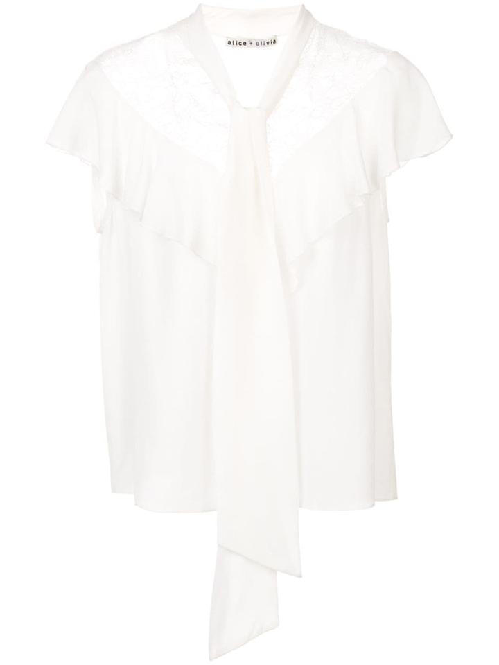 Alice+olivia Terry Tie Neck Blouse - White