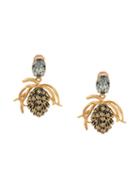 Oscar De La Renta Crystal Embellished Clip-on Earrings - Gold